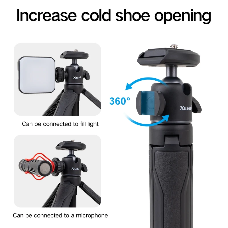 COBONE Quick Release Tripod Portable Handheld Photography Live Vlog Selfie Stick Cold Shoe Expansion Desktop Mobile Phone Holder