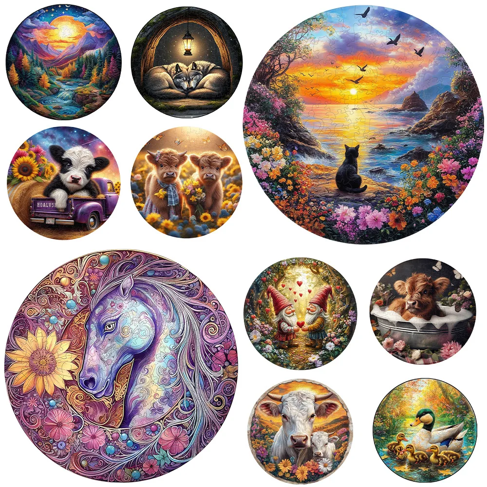 

Calf wooden puzzle colorful farm puzzle wood unicorn puzzle dream cure children education brain adult entertainment and leisure.