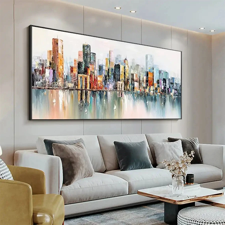 Diamant-Stickerei-Bild, moderne Kunst, abstrakte städtische Architektur, Landschaft, Diamant-Gemälde, Mosaik, Kreuzstich, Wandkunst