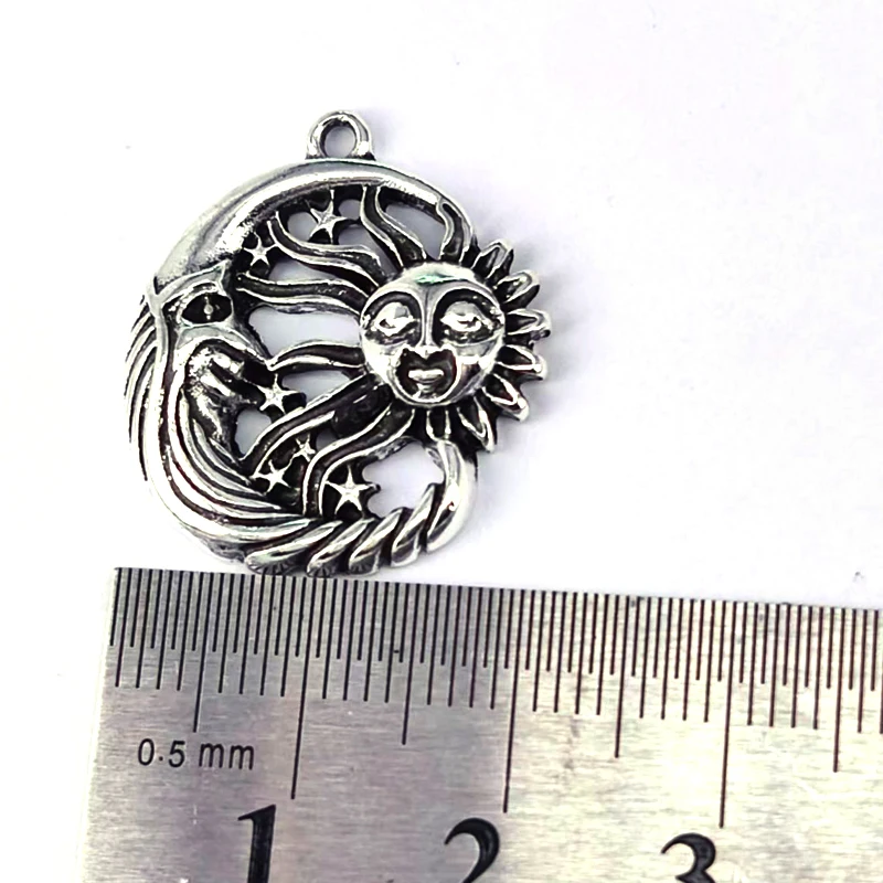 5pcs antique silver color jewelry sun with moon and stars pendant charm  for women DIY Accessories