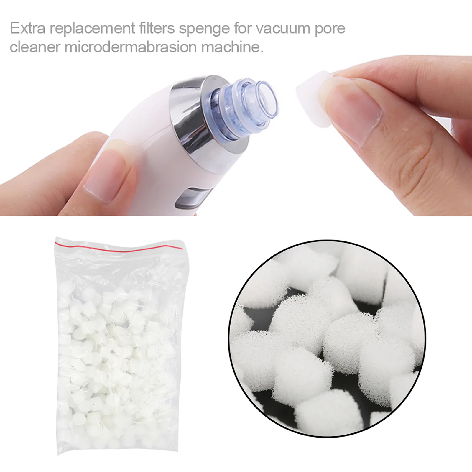 150Pcs Replacement Filter Sponge Pore Cleaner Vacuum Blackhead Remover Microdermabrasion Device Accessories Comedo Suction