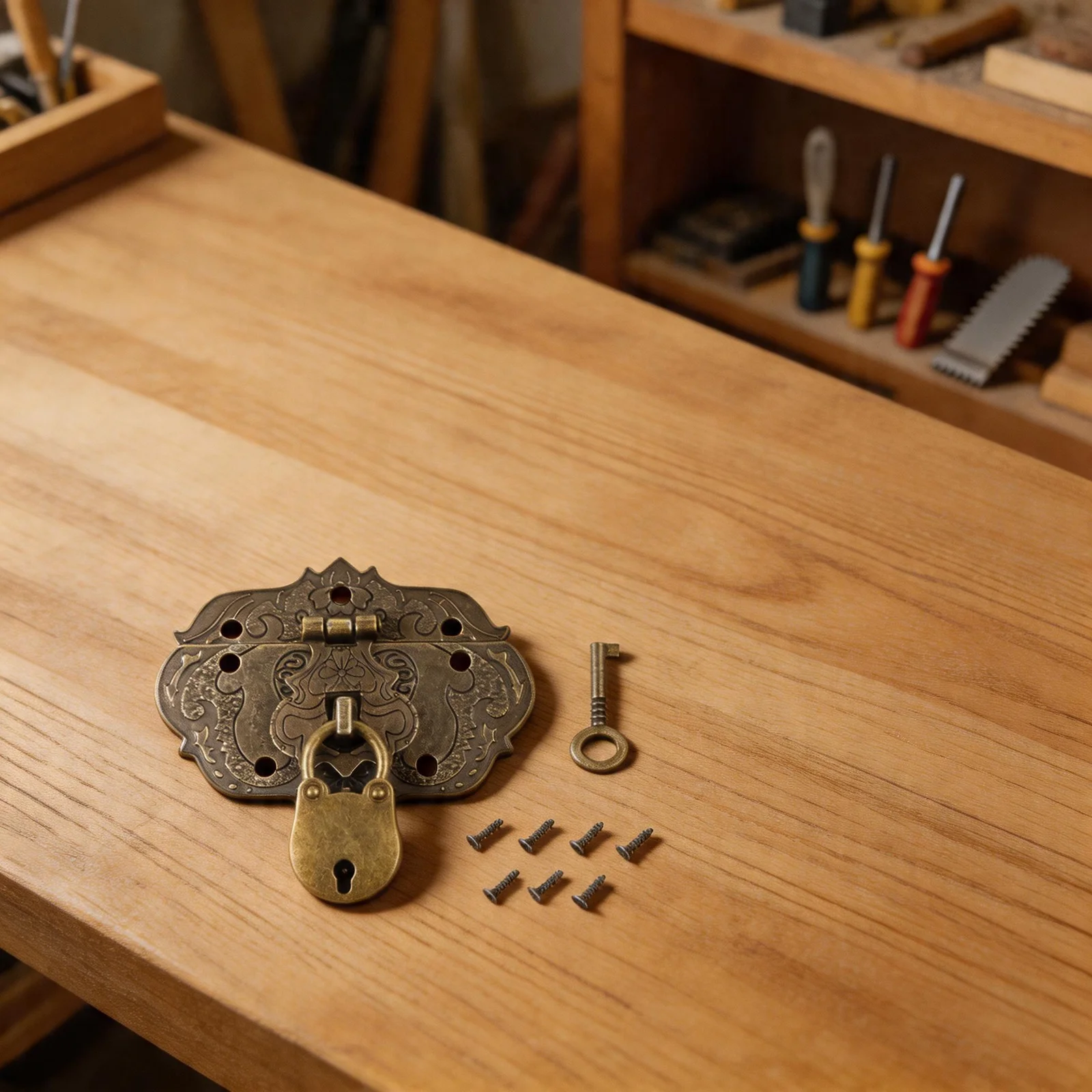 Decorative Padlock For Cabinets Vintage Lock Antique Padlock Includes Screws Long-lasting Use Easy Installation