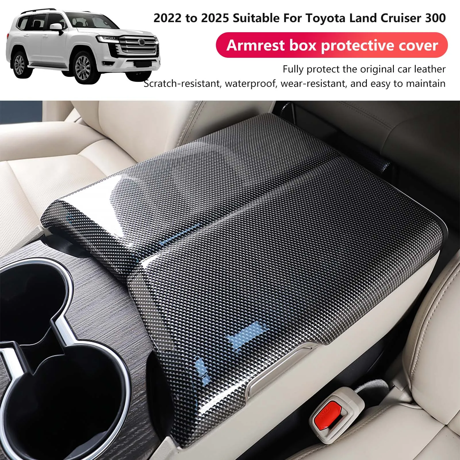 ABS Center Console Lid Armrest Box Cover Panel Trim Strip Replacement For Toyota 2022-2024 Land Cruiser 300