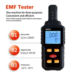 Misuratore EMF 3 in 1 Rilevatore di radiazioni di campo elettromagnetico Tester EMF per rilevatore EMF domestico Attrezzatura da caccia ai fantasmi