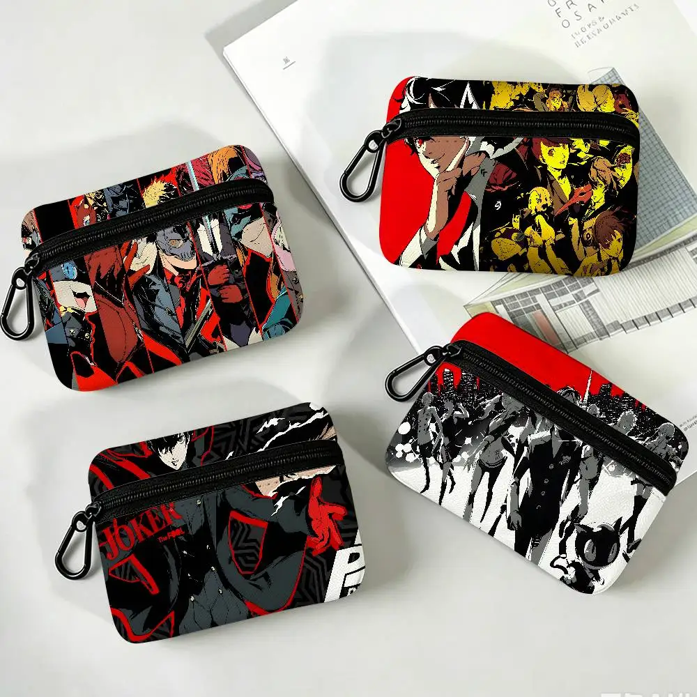 Popular games P-persona-A 5 Lightweight Oxford Fabric Coin Purse Carabiner Hook Design Mini Card Key Organizer Bag
