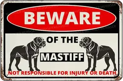 Beware Of The Dog Mastiff Sign Aluminum Metal Tin Signs Outdoor Yard Sign Warning Sign For Fence Yard Home Kitchen Farm Garden W