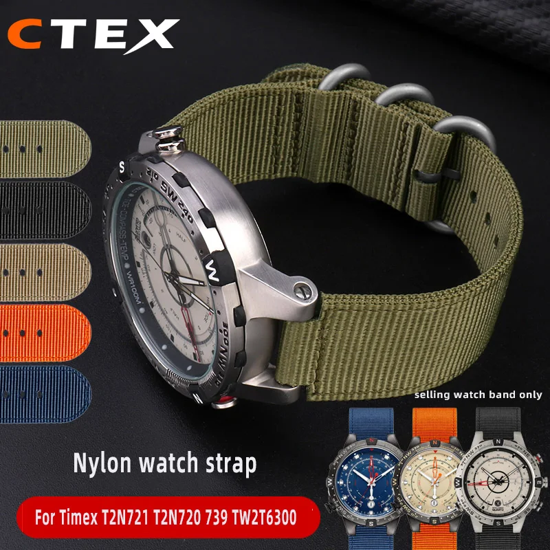 High quality men's strap accessories 24x16mm For timex watch strap men's tide compass strap T2N721 T2N720 nylon strap