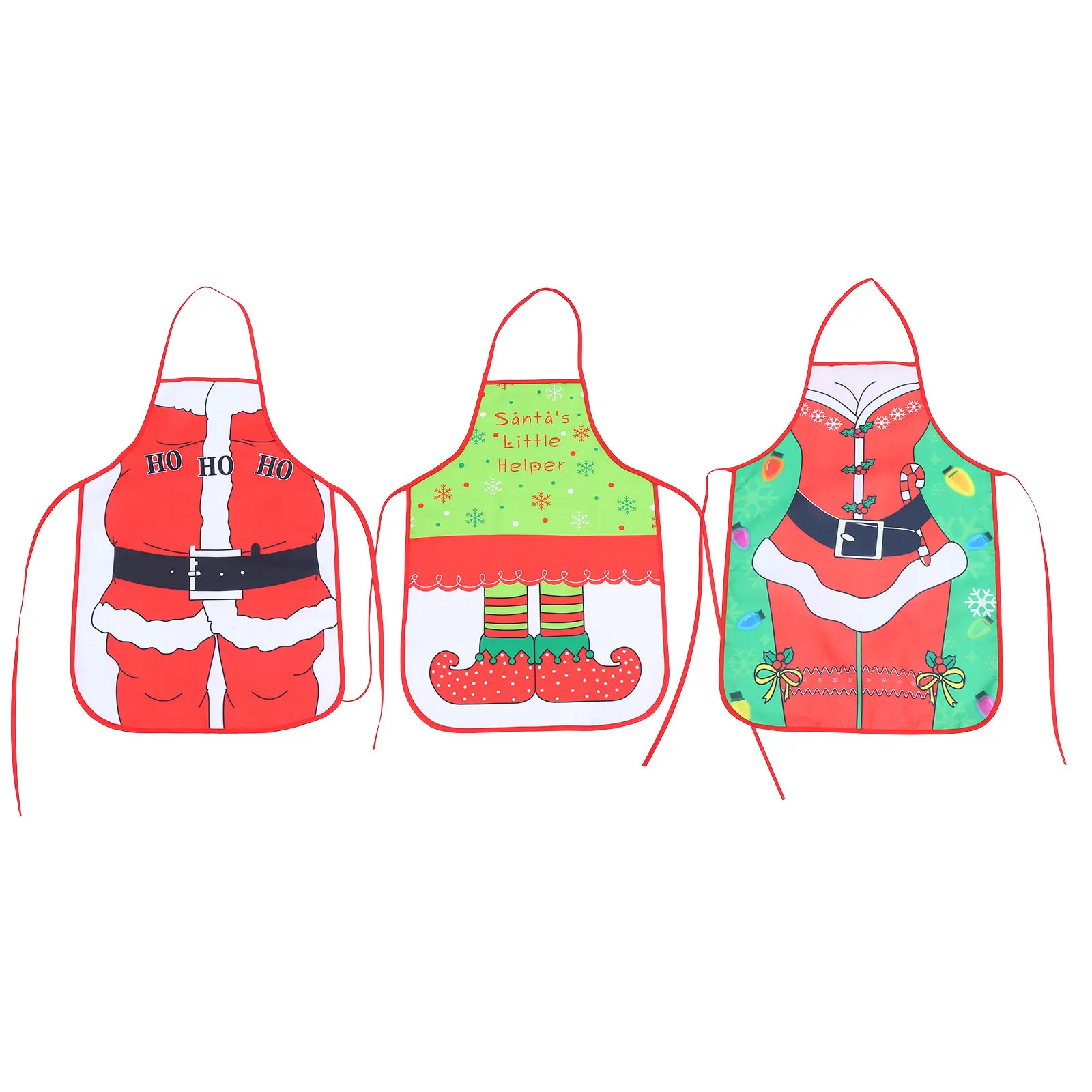 

3pcs Christmas Decoration Aprons Xmas Theme Kitchen Waterproof Oil Resistant Cooking Apron For Home Restaurant Use Baking Work