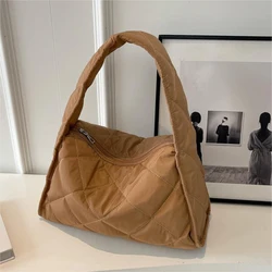 Borsa per bracciolo con cuscino in cotone da donna borsa per la spesa da donna di grande capacità con cerniera in tinta unita