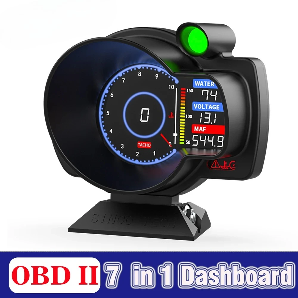 OBD II Multifunctional LCD Dashboard with Harness Wiring Sensor Kit Digital OBD2 Head Up Display for Rally Racing Car DO916