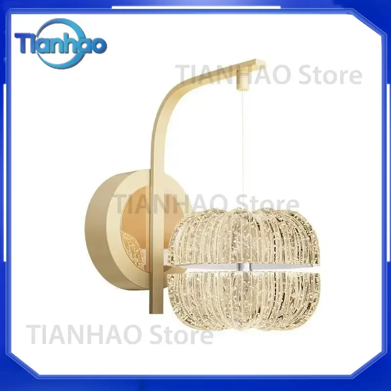 LED Wall Lamp for European Style Cream Wind Bedroom Bedside Living Room Background Corridor Decorative Lighting