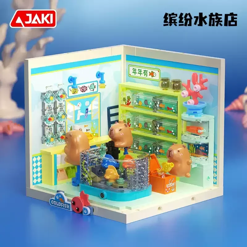 كابيبارا اللبنات البسيطة سوبر تاون سطح المكتب الديكور لغز تجميع نموذج اللعب هدايا عيد ميلاد للبنين والبنات #3