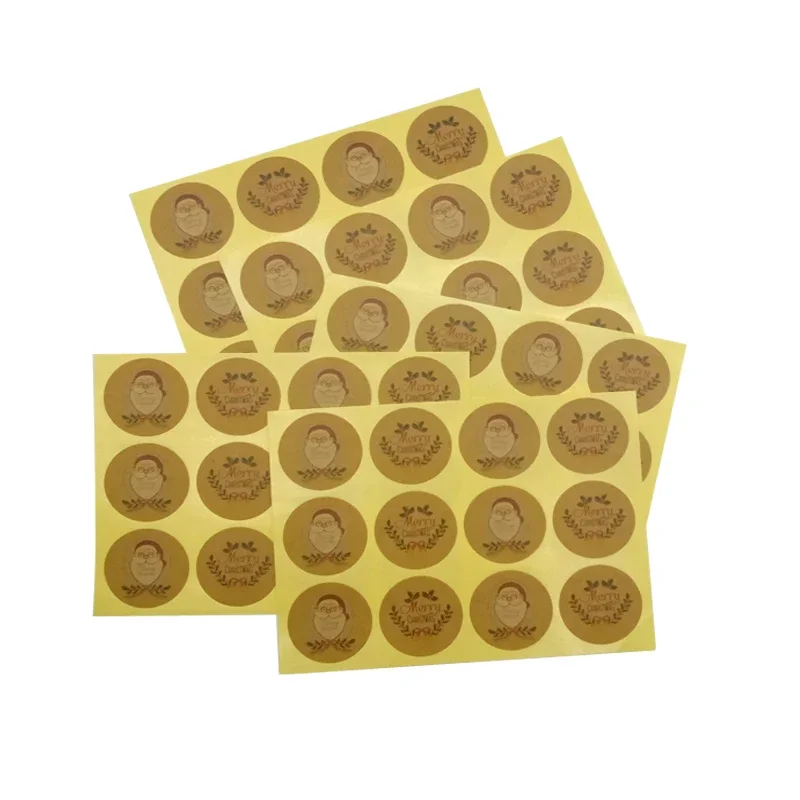 120pcs/lot kraft round "Merry Christmas" theme seal sticker DIY gifts posted baking  package label decorative for Chriatmas