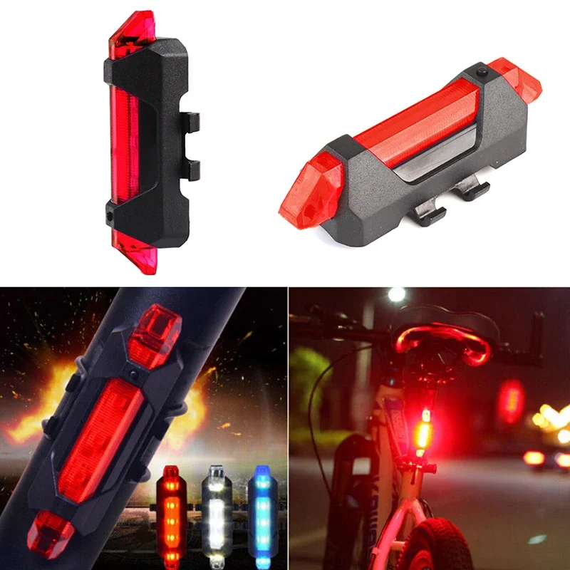 USB recarregável LED bicicleta luz traseira, lâmpada de advertência de segurança impermeável, bicicleta piscando acessórios, equitação noturna, ciclismo taillight