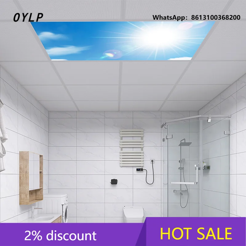 OYLP Embedded Blue Sky White Cloud Clear Flat Panel Light Office Meeting Basement Clear Sky Skylight Panel Light
