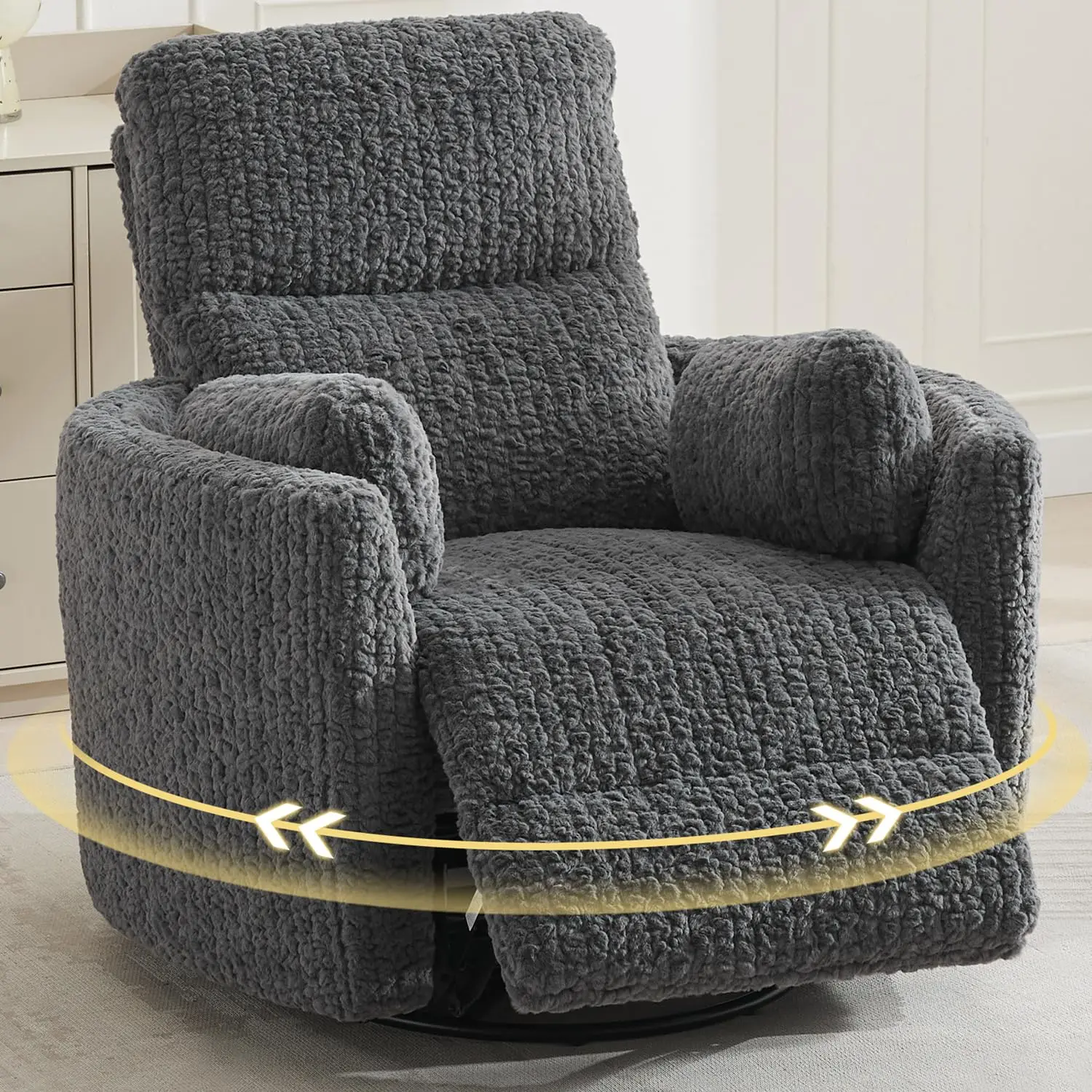 

TODRANI Power Swivel Glider Rocking Recliner Nursery Chair with 2 Pillows, Reclining Chair with Type - C & USB Charger Ports