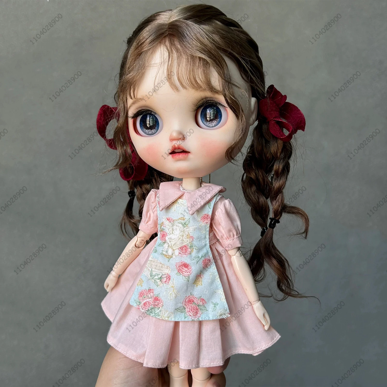 

Одежда для куклы Блайт 30 см, OB24, розовое платье с рисунком Azone, плиссированное платье принцессы с воротником Питера Пэна