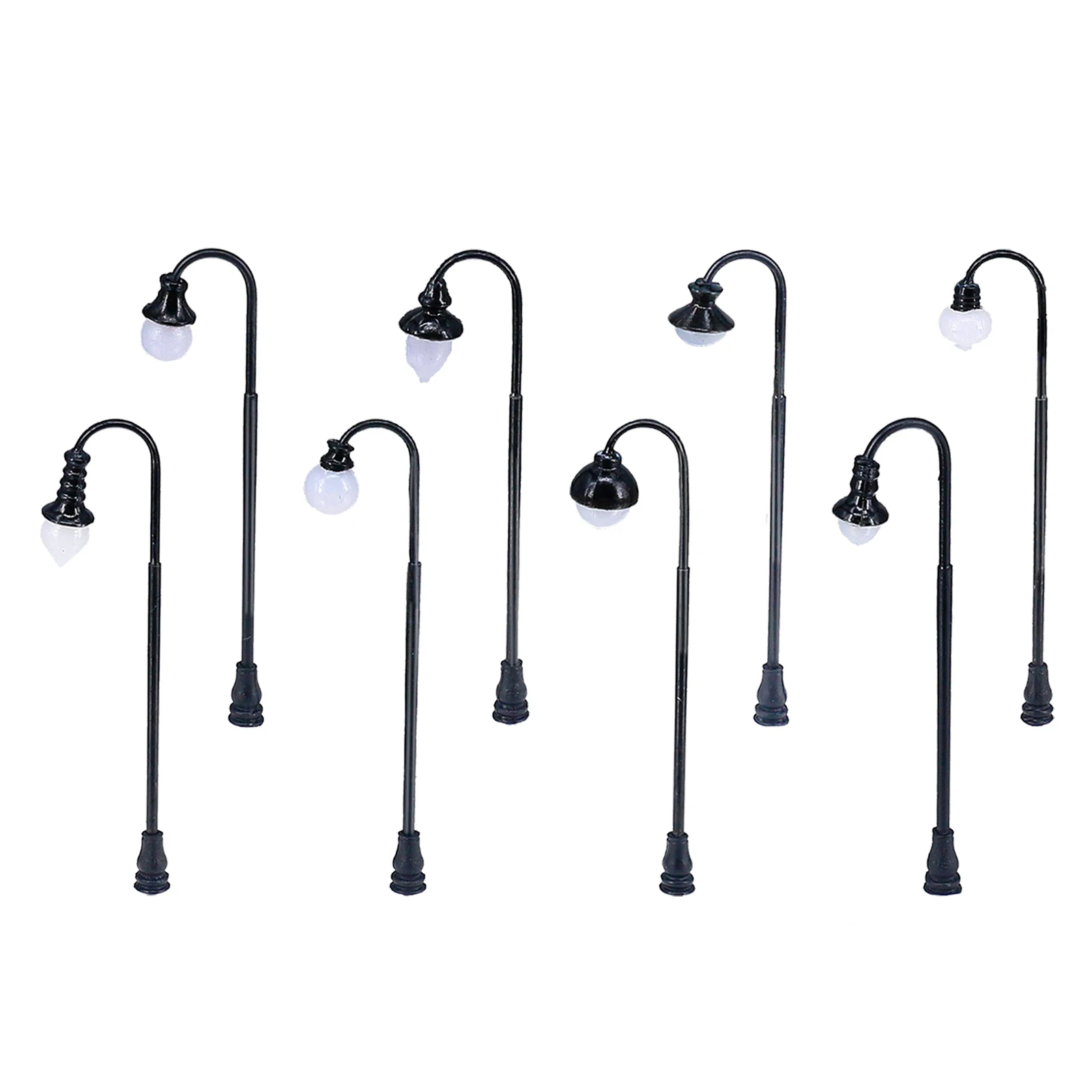 Train Lamp Post Miniature 10pcs LED Warm White 55mm for HO TT N Scale Model Railway Buildings Garden Landscape Decor Metal
