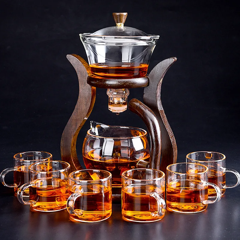 

HeatResistant Glass Tea Set Magnetic Water Diversion Rotating Cover Bowl Semi-Automatic Tea Maker Lazy Kungfu Drip TeaPot