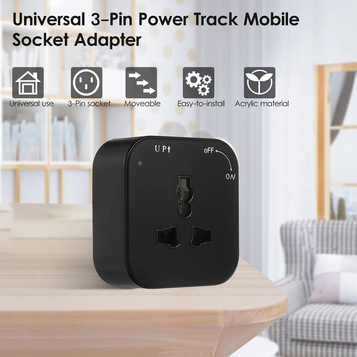 Universal Socket Outlet 3-Pin Track Sockets Power Track Socket Outlet Versatile Electric Mobile Track Socket Power Track Adapter