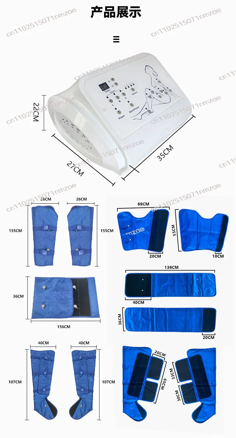 Vacuum pressotherapy machine with lymphatic proximity, air wave pressure, air compression, waist and body massager, leg muscle r