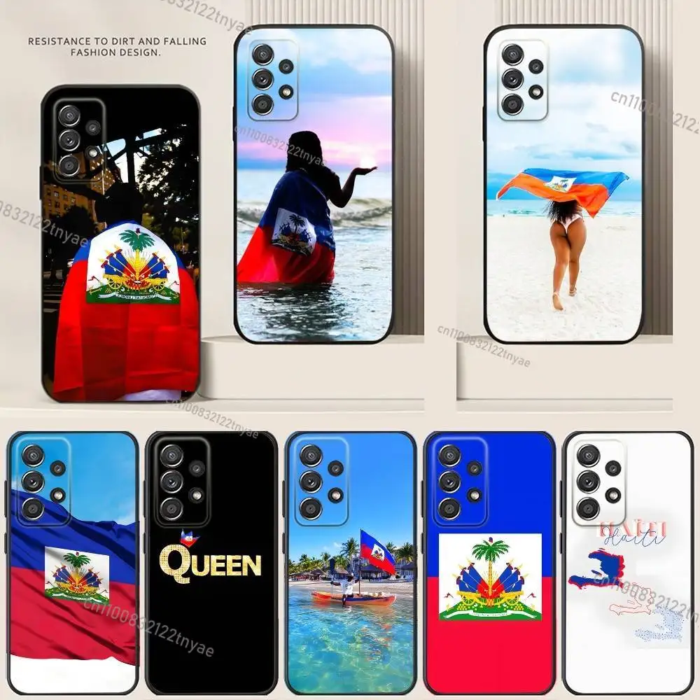 

Flag of Haiti Haitian Phone Case For Samsung S24,21,22,23,30,Ultra,20,Plus,Note,10,9,Black soft silicone case