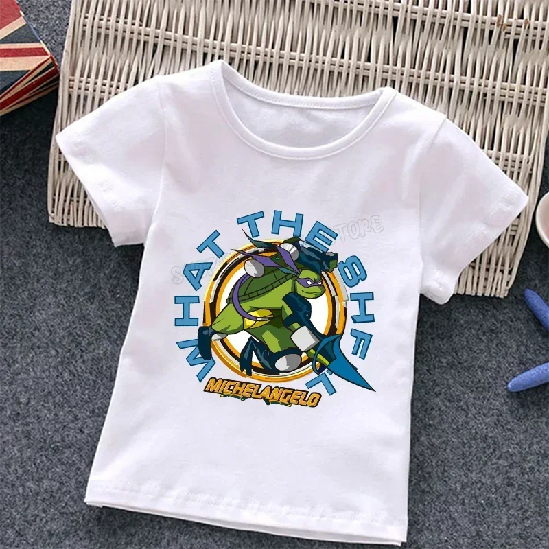 Nickelodeon Latest Ninja Turtles Cartoon Pattern 100% Cotton T-Shirt for Boys and Girls, Cute and Soft, for Children's Tops