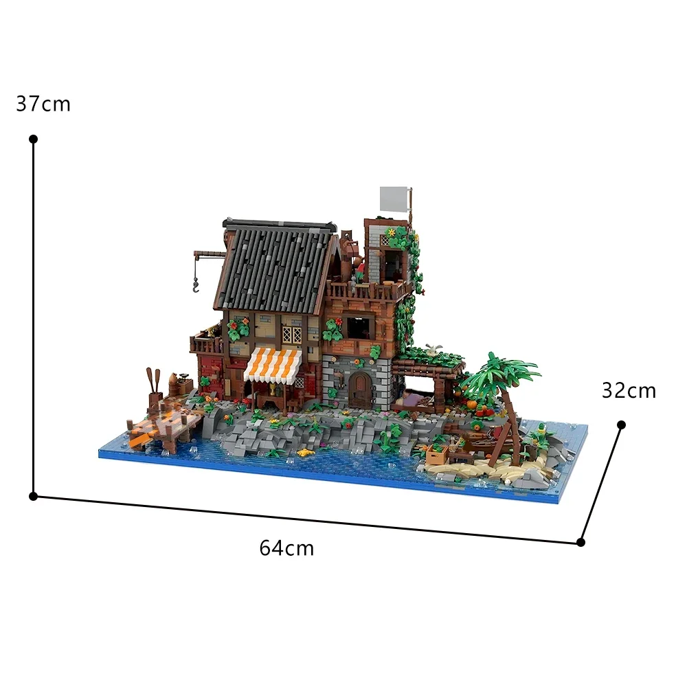 BuildMoc Imperial Fortress Eldorados Pirate Van Dykes Island Building Blocks 21322 Barracudas Bay Empire Soldiers Children Gifts