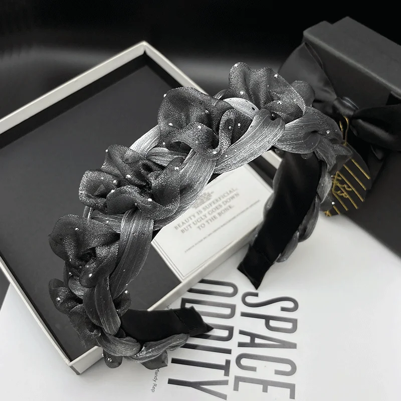 

Hairbands for women with a high-end feel, made of organza inlaid with diamonds, featuring ins style and versatile facial headban