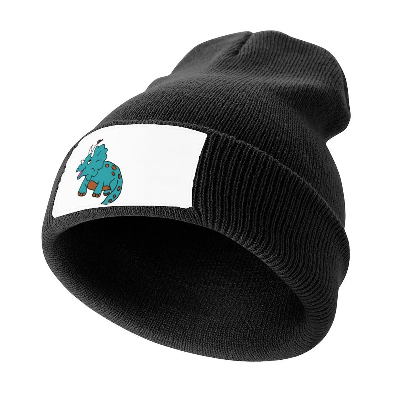 Triceratops Dino with Ladybug Knitted Cap New In The Hat Big Size Hat Sunscreen Hat Luxury Brand Men Caps Women's