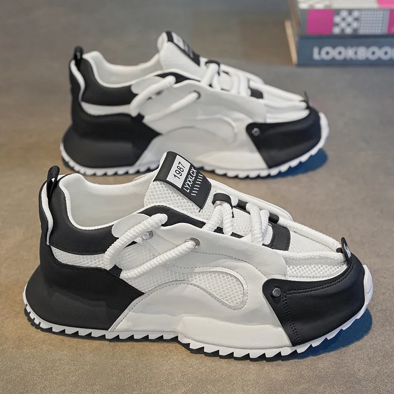 New spring male breathable sport sneakers mens top cushioned running shoes man outdoor casual platform sneaker elevator trainer