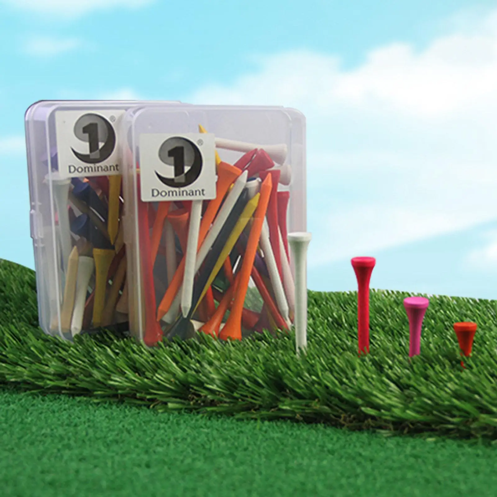 Reusable Golf Tees Set Maple Wood 40 Pieces Mixed Color Stable Golf Ball Holder Portable Training Aid for Golfer