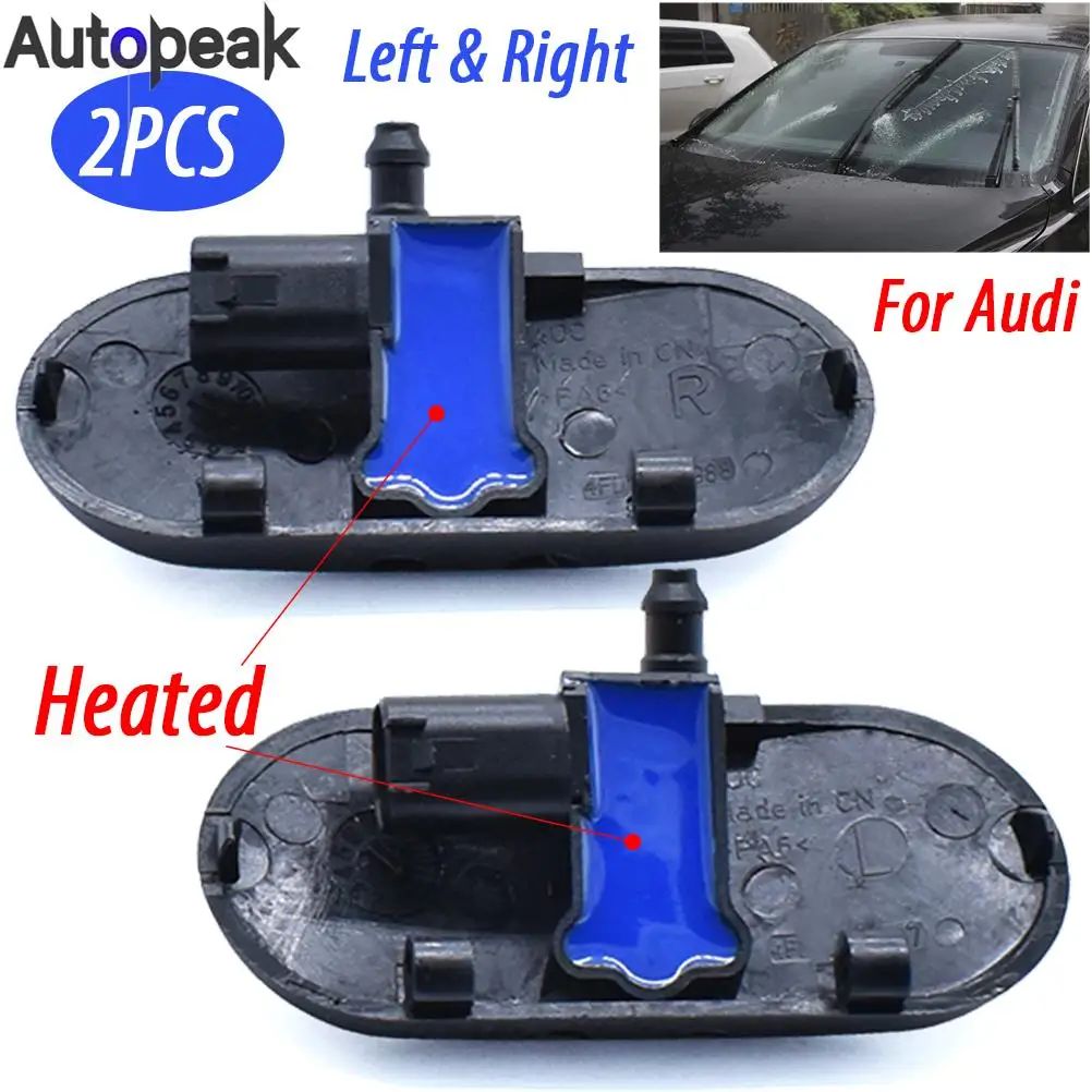 

2pcs Front Window Wiper Washer Spray Nozzle Jet Heated Left Right 2 Hole For Audi A2 A3 8P 2003 - 2013 A4 S4 B6 B7 A6 S6 A8 RS4