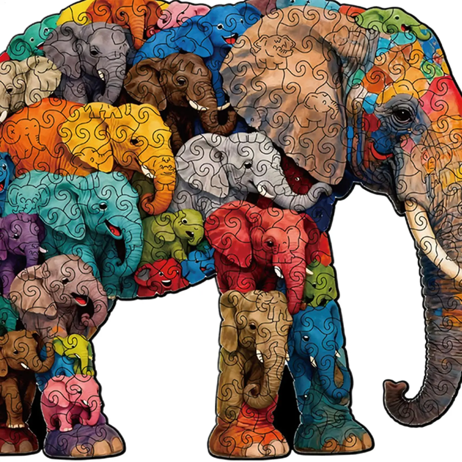 Wooden Puzzle Animal Shaped Challenging Game Elephant Wooden Puzzles For Adults For Kids Family Home School Office Party