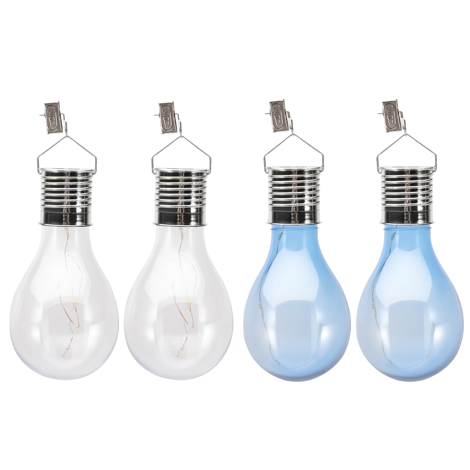 

4pcs Solar LED Bulb Transparent Warm White Blue Waterproof Hanging Garden Outdoor Light Camping Hiking Fishing