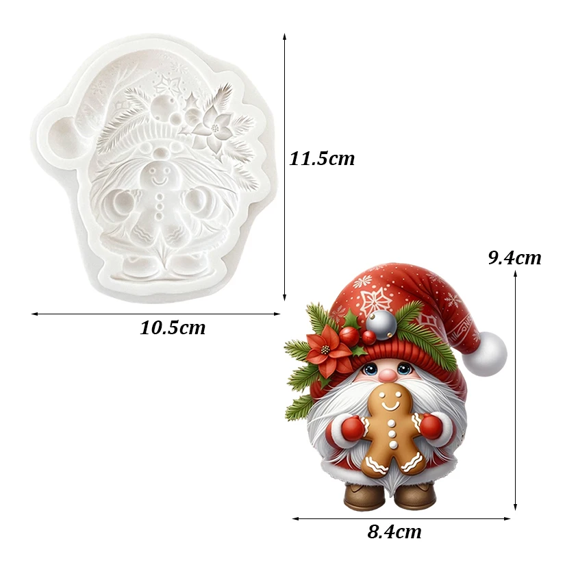 Lebkuchenmann Weihnachtsmann Weihnachts-Silikonform für Zuckerguss Cupcake-Backform Fondant-Kuchendekorationswerkzeuge – Detail 7