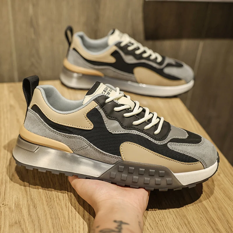 

Men's White Sneakers 2025 New Arrival Fashionable Casual Shoes Durable Anti-slip Thick-soled Elevator Comfortable Breathable Eas