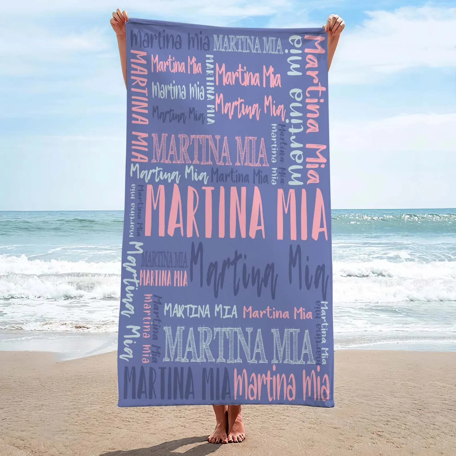 

Personalized Name Bath Towel l High Quality Microfiber Bath Towel Beach Towel With Name Outside Birthday Vacation Gift