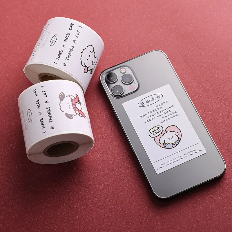 200pcs/roll Thank You Stickers for Business Commodity Cute Kawaii Packaging Decoration Sealing Sticker Anime DIY Gift Label Note