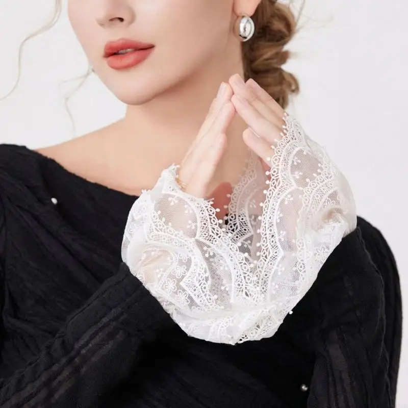 

Lace Arm Sleeves Wrist Cuffs Embroidery Flower False Decorative Sleeves For Women Casual Formal Event Clothing Upgrades Y166