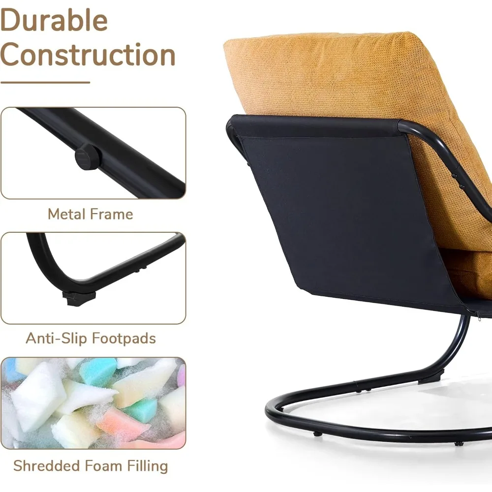 Comoda sedia d'accento Poltrona moderna per camera da letto con struttura in metallo Comodo cuscino in schiuma triturata per balcone