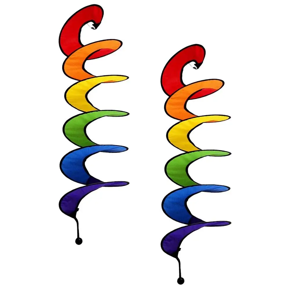 

2 Pcs Outdoors Rainbow Windmill Spinner Hanging Curly Spiral Spinners for outside Work