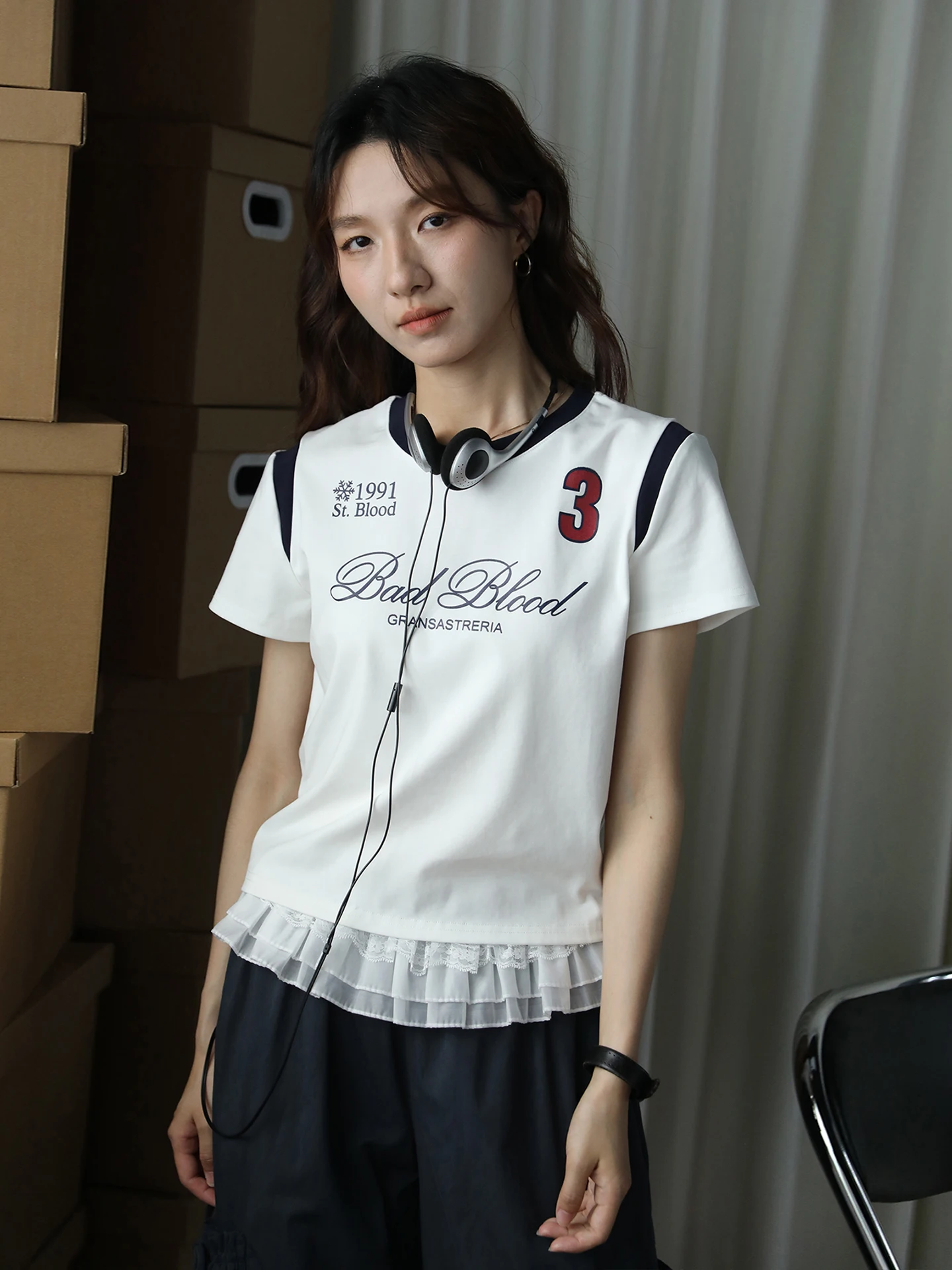 

Sporty Short Sleeve T-Shirt Women's Summer Letter Print Loose Slim round Neck Top Sporty Casual Overhead Cotton Blend