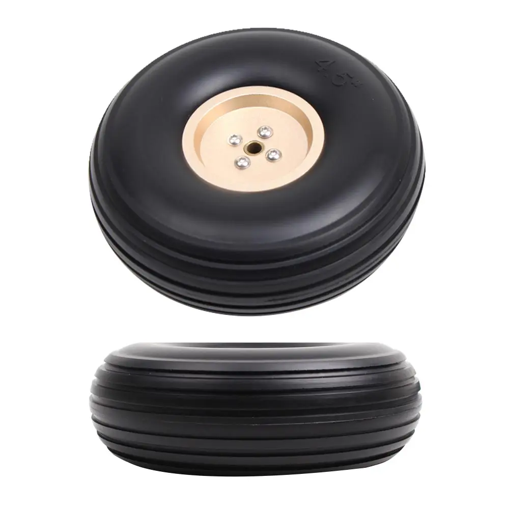1 Pair 1/2/3/4/5/2.25/3.5/3.75 inch PU Wheels w/Golden Frosted Aluminum Hub for RC Tools Plane