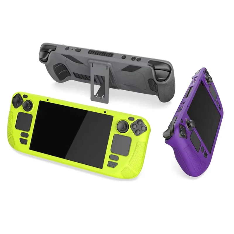 B24B For Steam Deck Protective Case-Anti-Fall,Anti-Slip,Soft Silicone Cover+Folding Stand Game Console Accessories