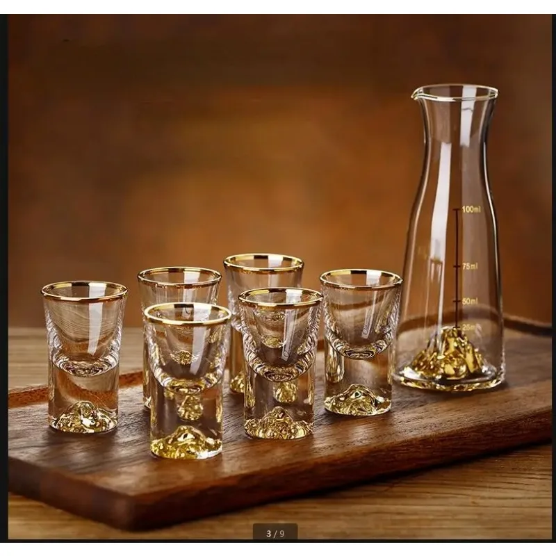 

Transparent Crystal Glass Wine Set Flasks Liquor Glasses Period Spirit Winecup 7 Piece