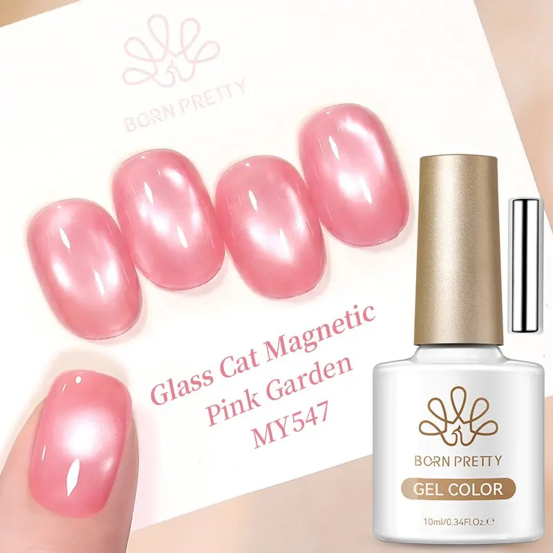 BORN PRETTY 10ml Peach Pink Garden Cat Magnetic Gel Nail Polish with Magnet Stick UV/LED Needed Soak Off Semi Permanent Varnis