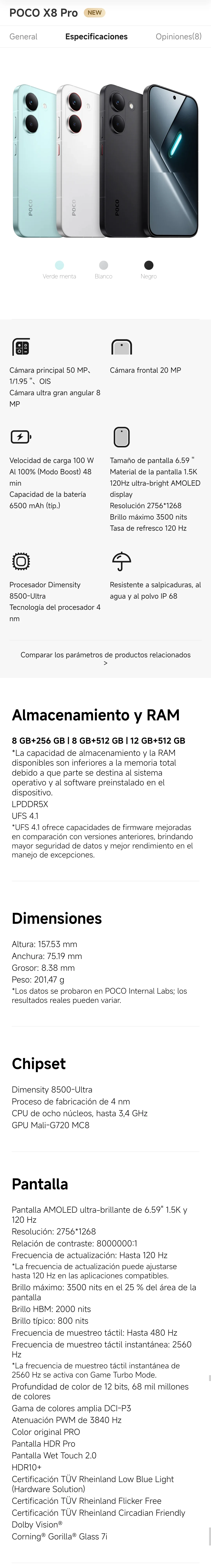 POCO X8 Pro 5G European Version 256GB/512GB 6.59" AMOLED 1.5K 120Hz 6210mAh 50MP OIS NFC Dimensity 8500-Ultra IP68 No Charger