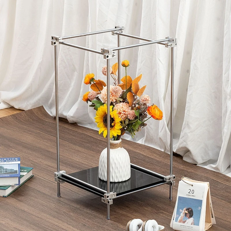 Acrylic flower plate holder, floor-to-ceiling potted vase storage in the living room
