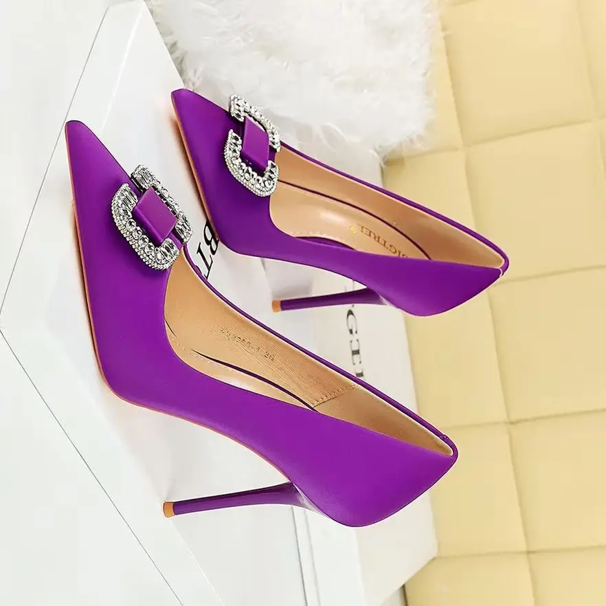 

Обувь BIGTREE, женские туфли-лодочки, роскошные банкетные туфли на высоком каблуке 10 см, пикантные вечерние туфли на шпильке, шелковые атласные женские туфли, 10 цветов